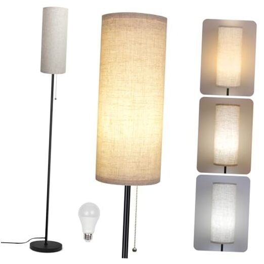 Floor Lamp for Living Room, Modern Standing Lamps with Lampshade, Beige Shade