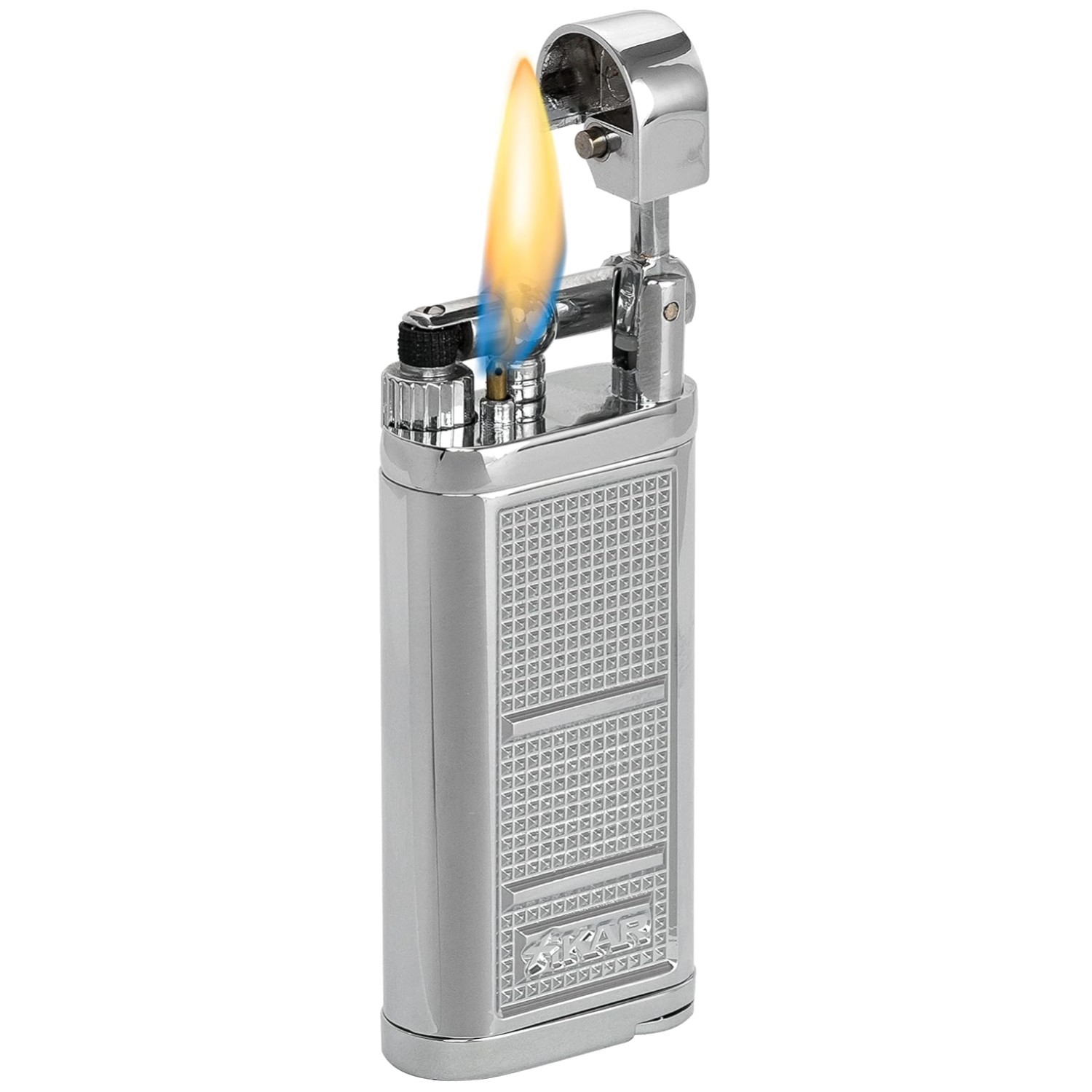 Unique Pipeline Pipe Lighter - Hinged Ignition Cover, Silver