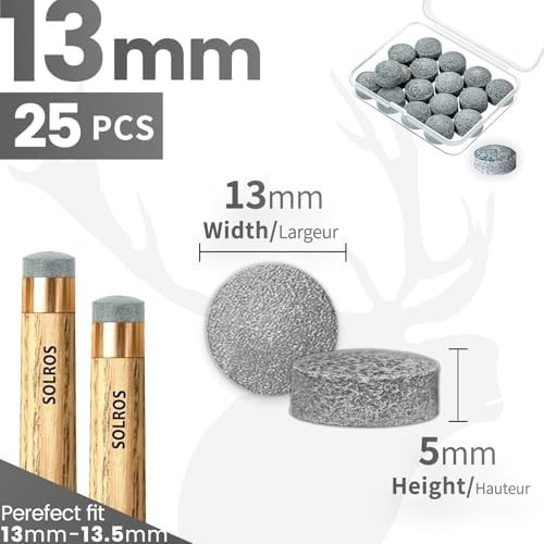 Billiard Pool Cue Tips - Pool Cue Stick Tips Replacement Repair Kit 13mm - 25Pcs
