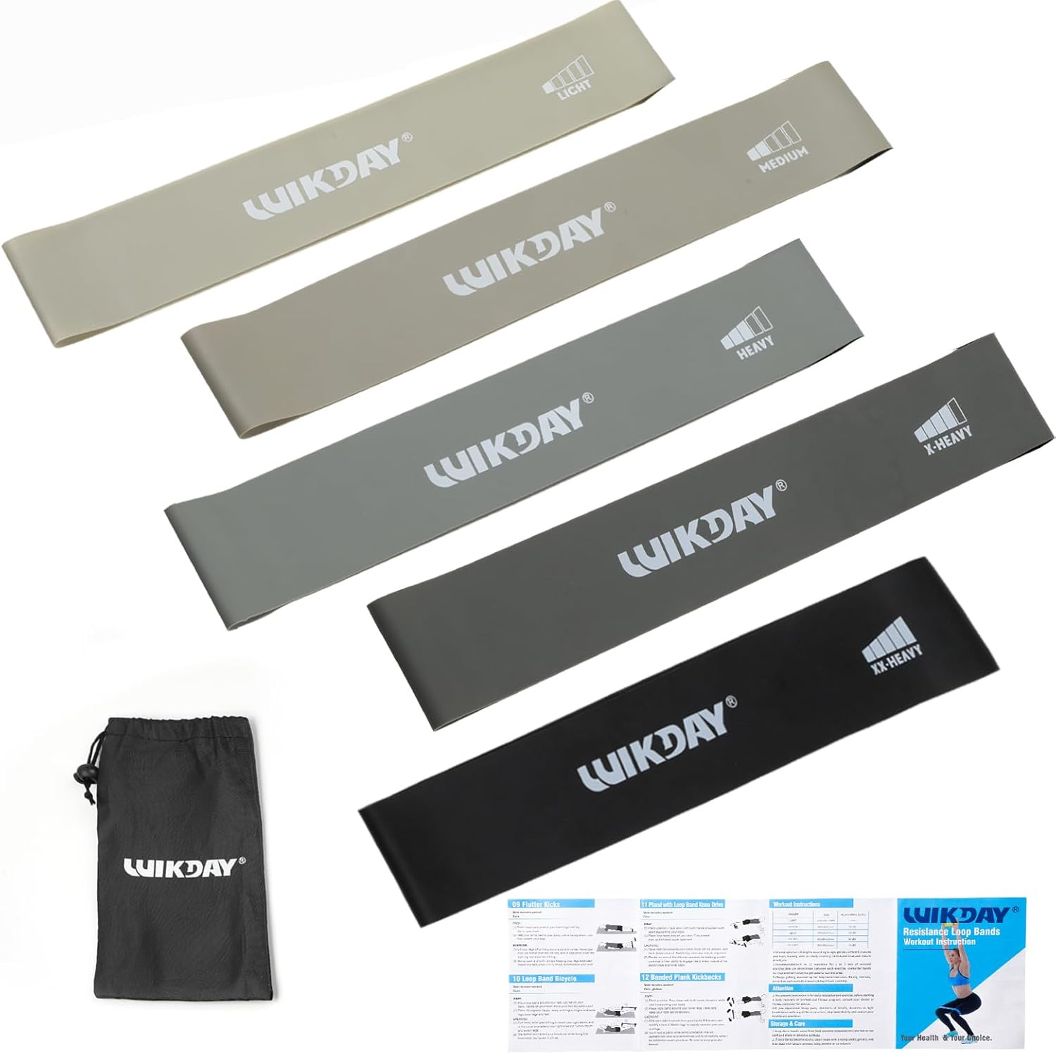 Resistance Bands Set of 5 for Exercise - Fitness Bands for Men Women, Home Gym