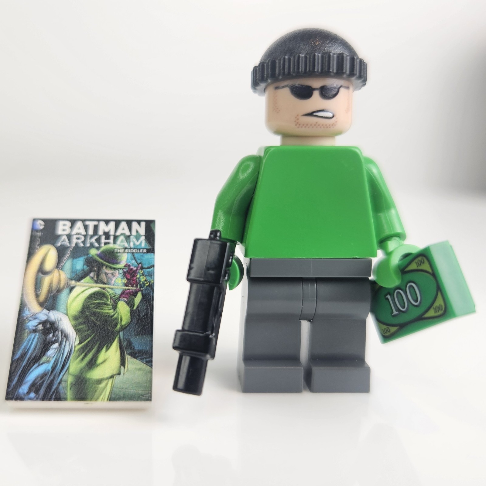 Custom Riddler Goon Minifigure UV Printed On Genuine LEGO Pieces (Green Gloves)