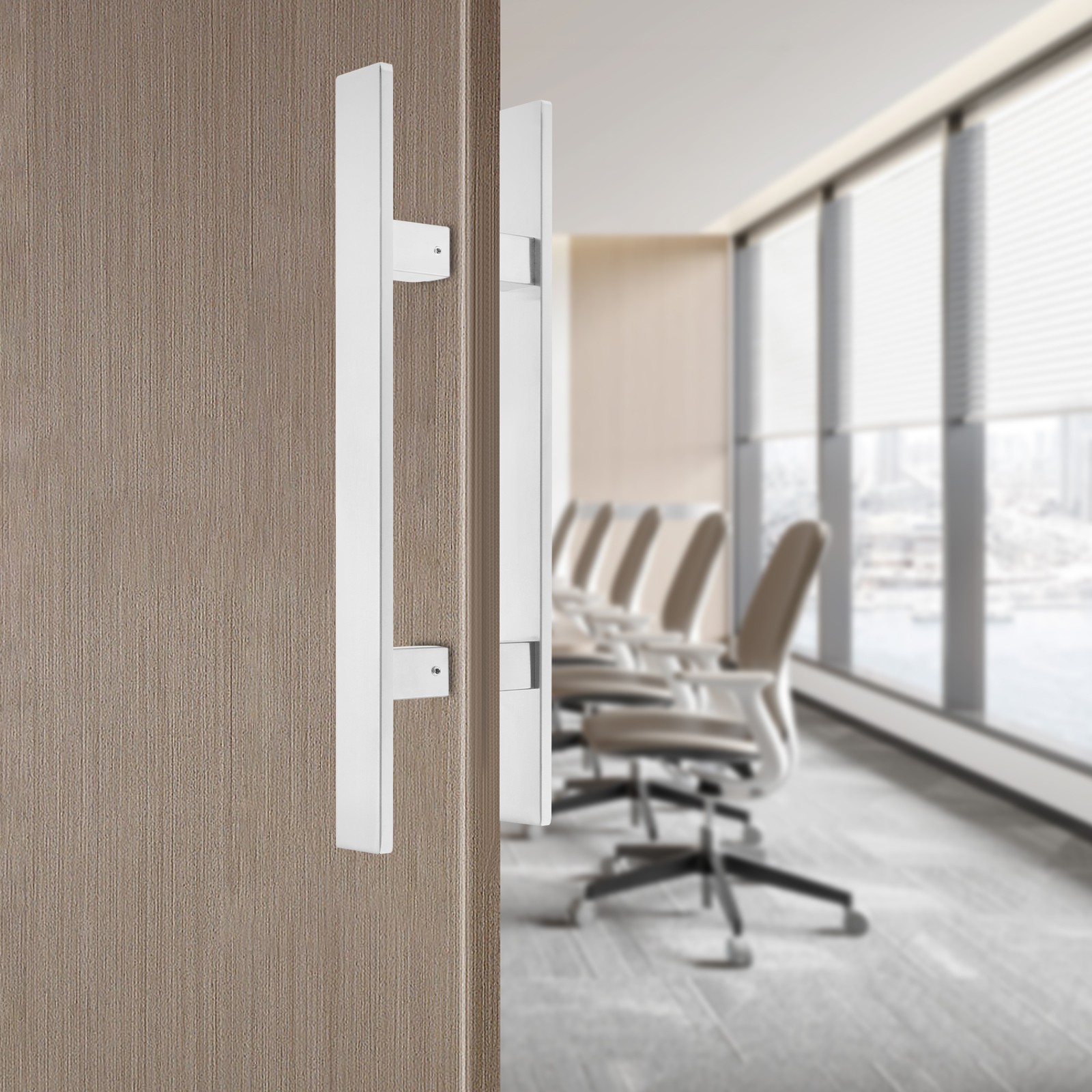 Stainless Steel Double Sided Push Pull Door Handle, H-shaped Door Pull Handle