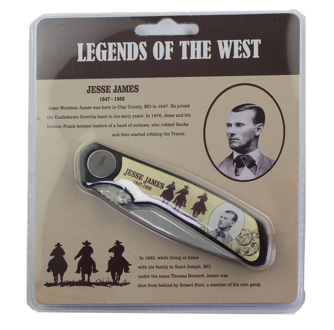 Legends of the West Folding Knife - Jesse James Pocket Knife, 6.25'' Length