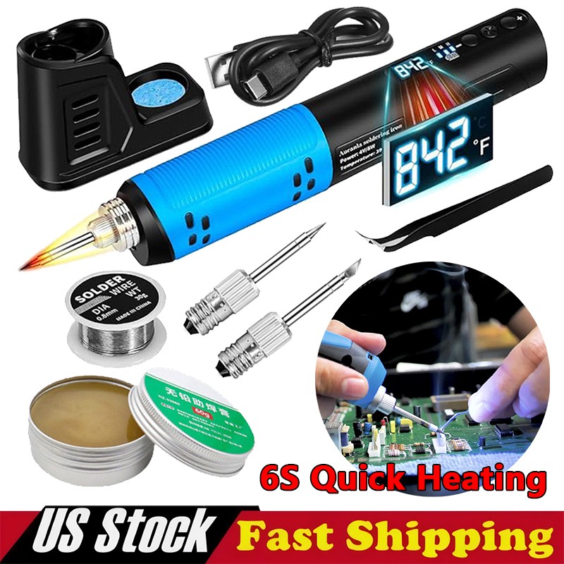 Cordless Soldering Iron Kit LED Display Portable Soldering Tools 392°F to 842°F