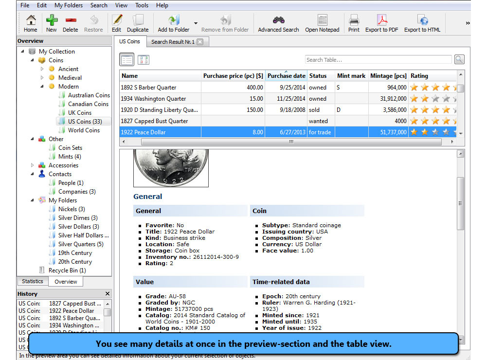 Stecotec Coin Collector Pro - Management Software for Coins / Numismatic Program