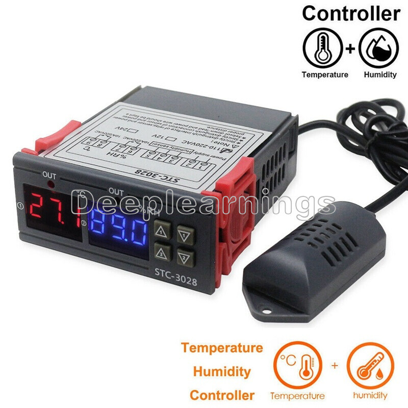 STC-3028 Digital AC110-220V Dual LCD Temperature Humidity Controller Thermostat