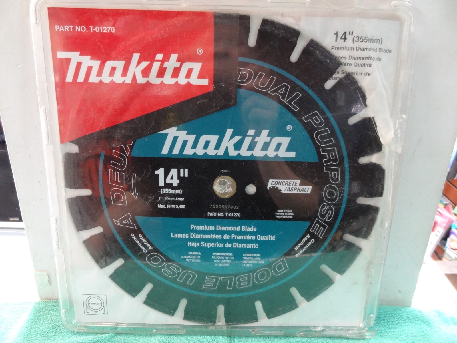 Makita T-01273  14" Premium Diamond Blade Segmented Dual Purpose Concrete Asphal
