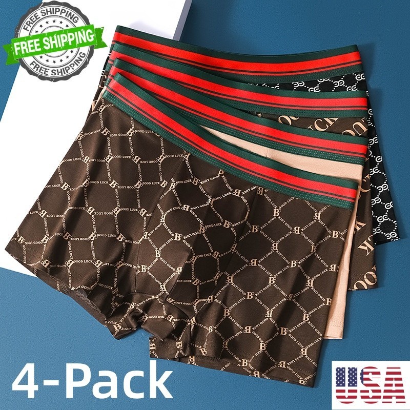 4 Pack  Men's Underwear Soft Boxer Briefs Breathable Comfortable Trunks
