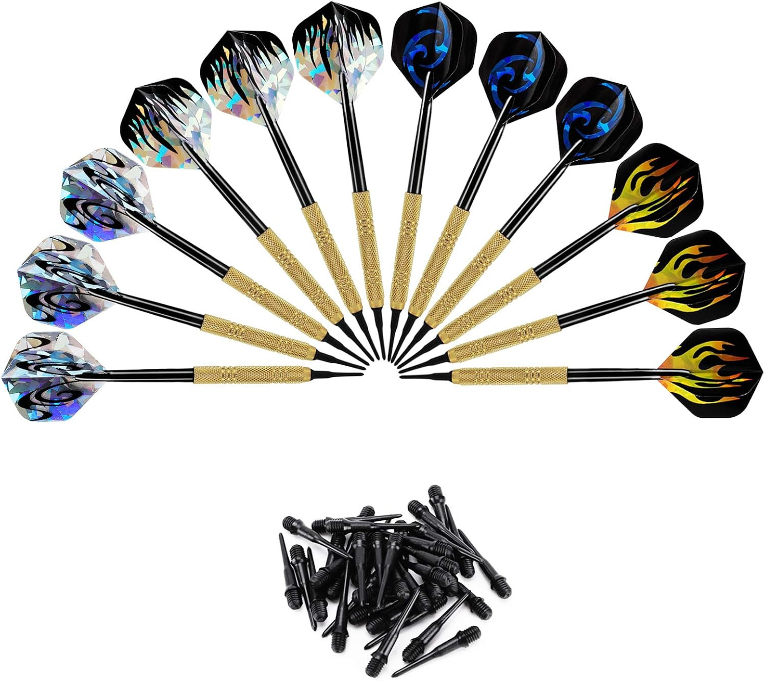 12 Pcs Darts Plastic Tip, Soft Tip Darts Set, 14G Plastic Tipped Dart, Attach Ex