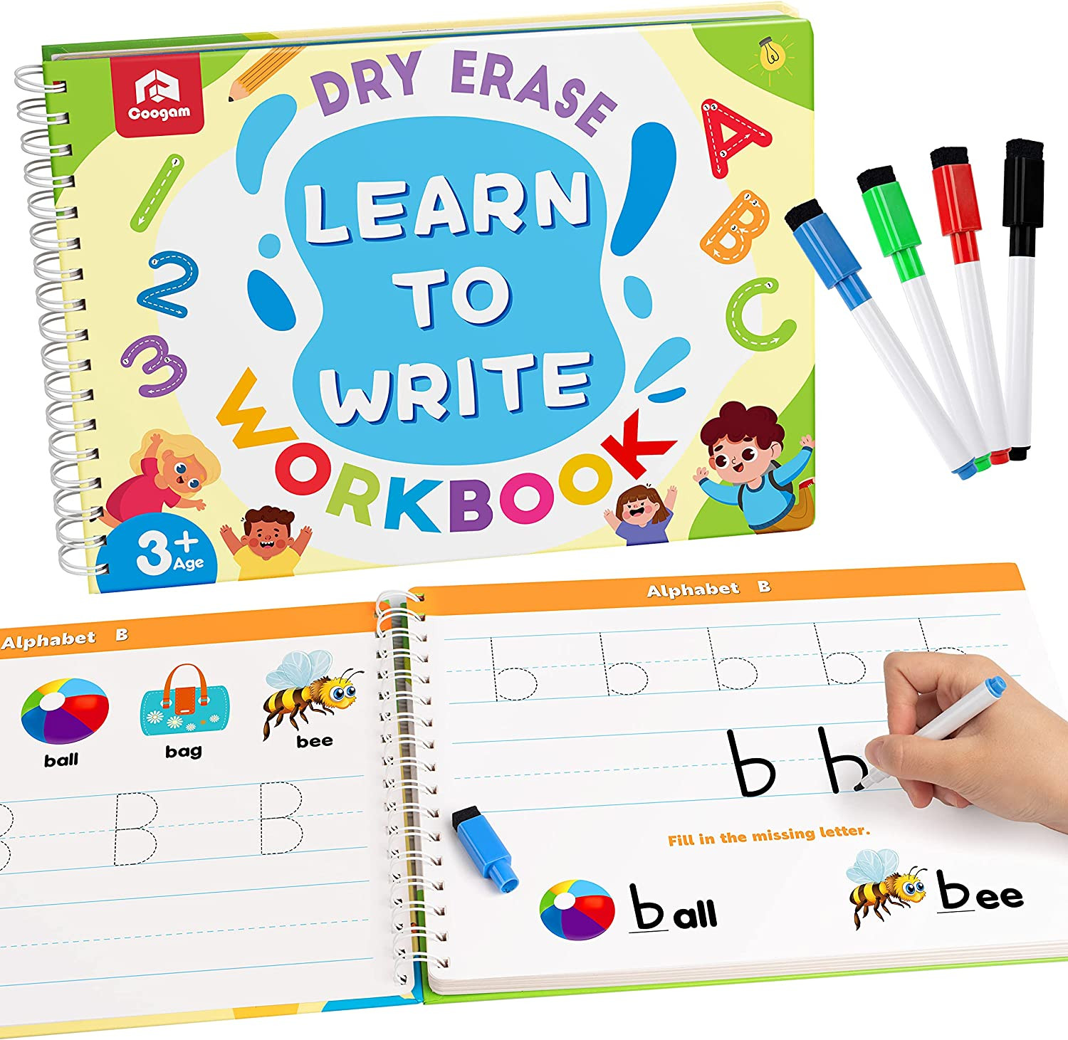 Learn to Write Workbook, Numbers Letters Practicing Book, ABC Alphabet Sight Wor