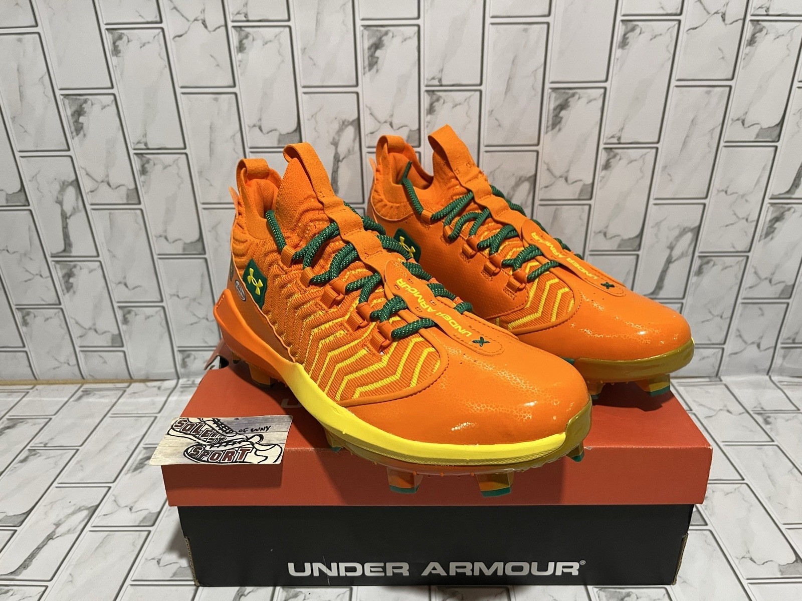 New UA Bryce Harper 9 Pro Juice Baseball Cleats Shoes Orange Mens 3028410-800