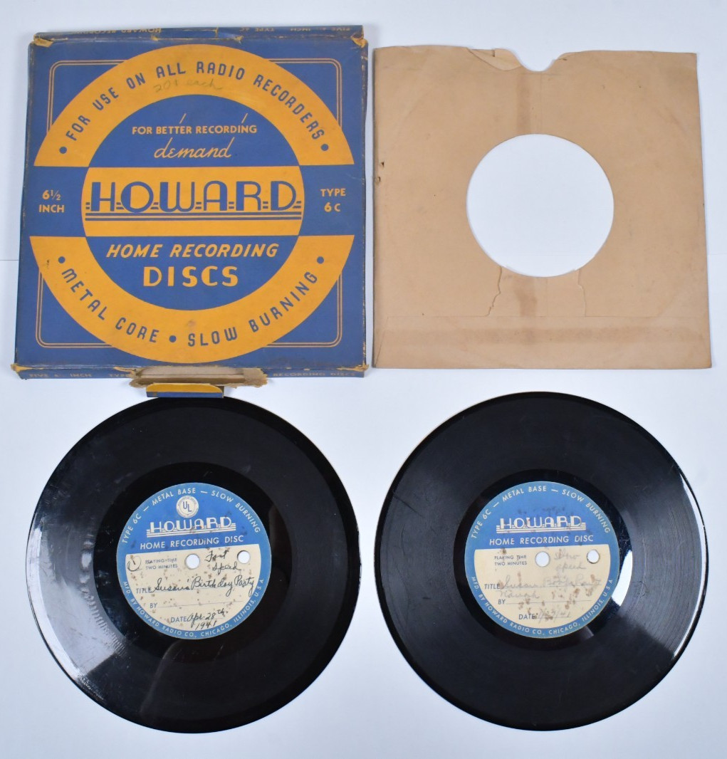 (2) RARE Vtg HOWARD Home Recording Disc Metal Core in Original Box Used Type 6C