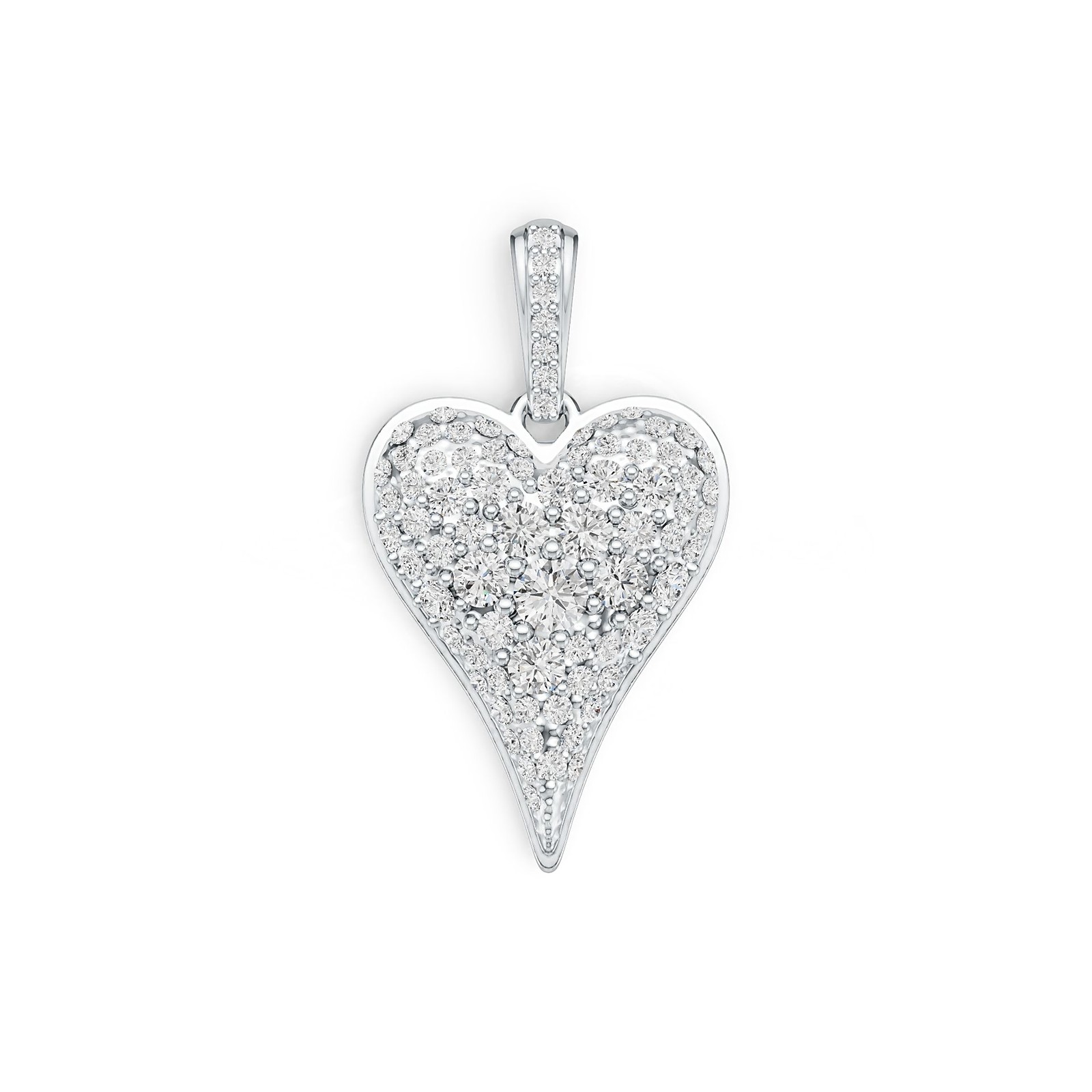 Sterling Silver Pendant with White Topaz or Moissanite Heart Theme