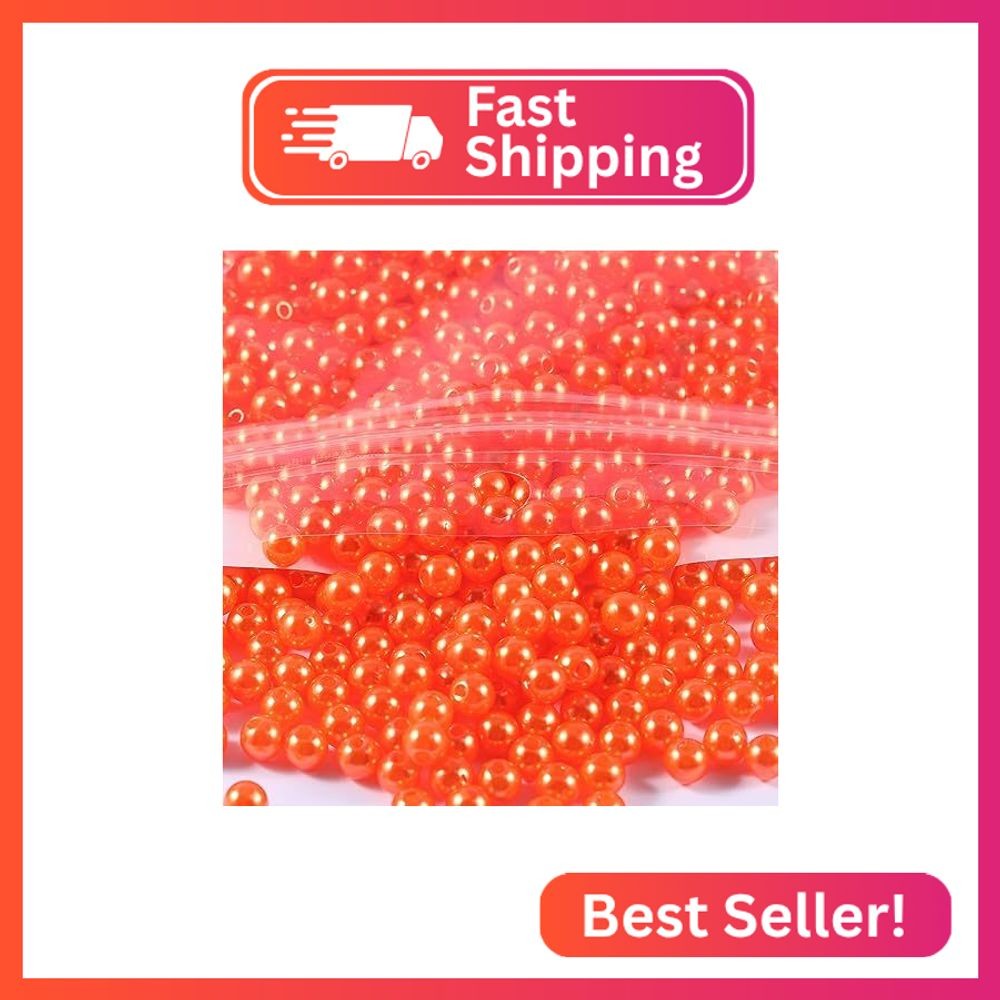 1200pcs Pearl Beads for Crafts, 6mm Round Pearl Beads with Hole for Jewelry Maki