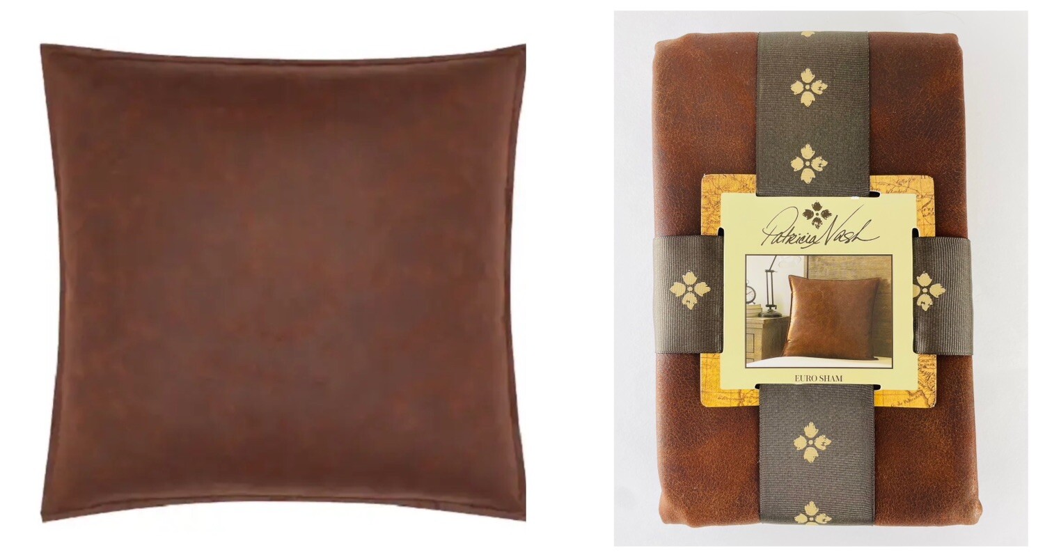 Patricia Nash Faux Leather Collection Reversible Euro Sham, 26” x 26” in Brown