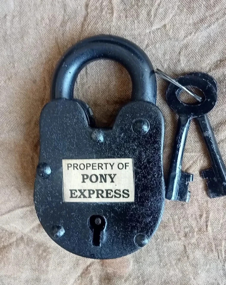 Pony Express Padlock 4'' Cast Iron Black Finish = with 2 Key Functional Lock