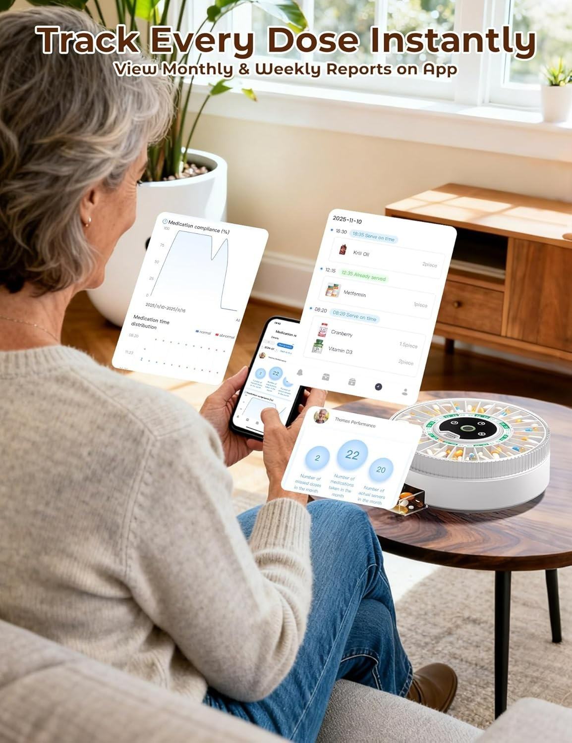 Betife Automatic Pill Dispenser for Elderly with Alarm – 31-Day