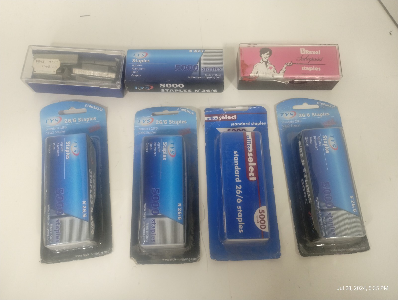 7 boxes - Standard Staples (26/6) - 5000 Count Chisel Point Staples READ!
