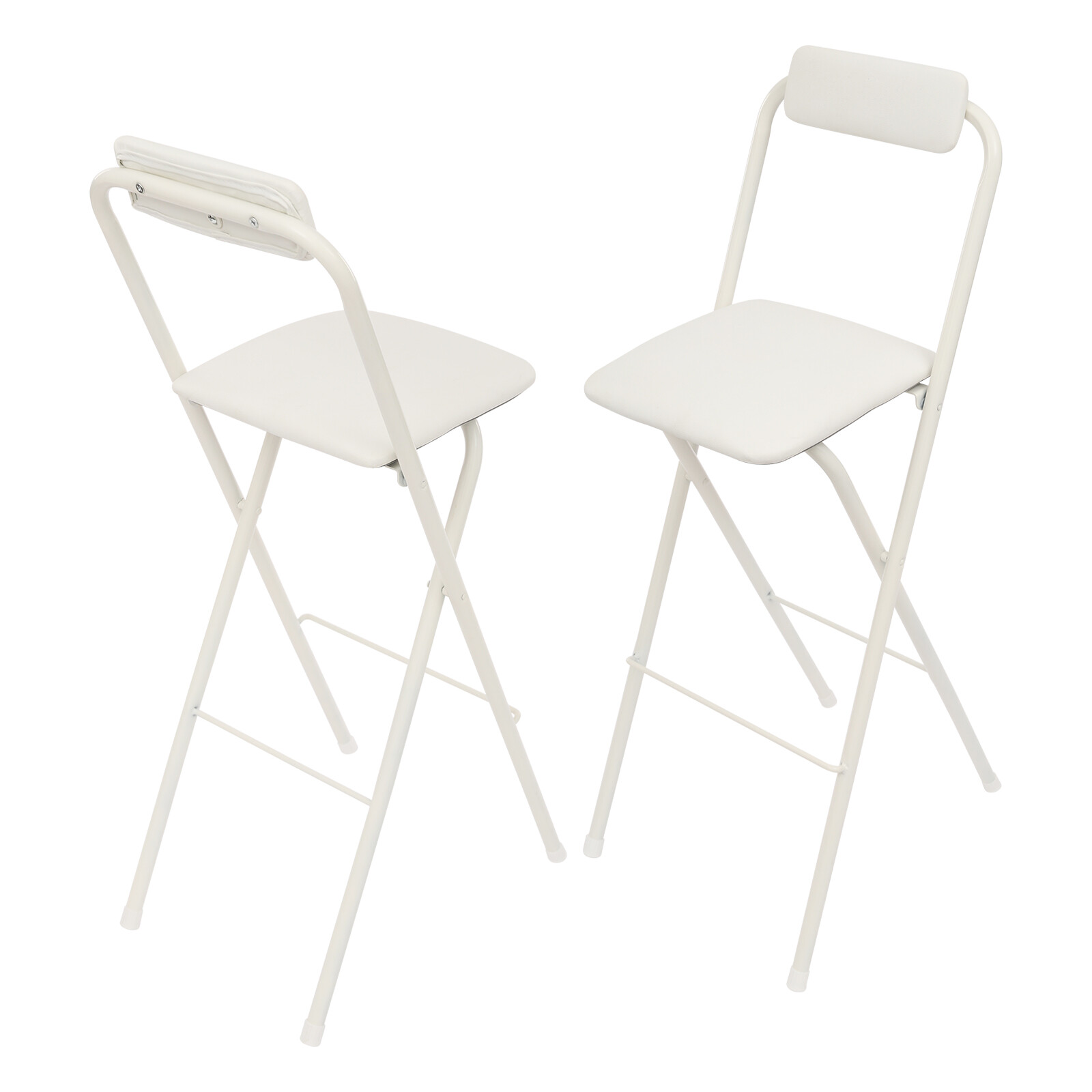2PCS Modern Foldable Bar Chair, Tall Folding Chair, Portable Folding Stool White