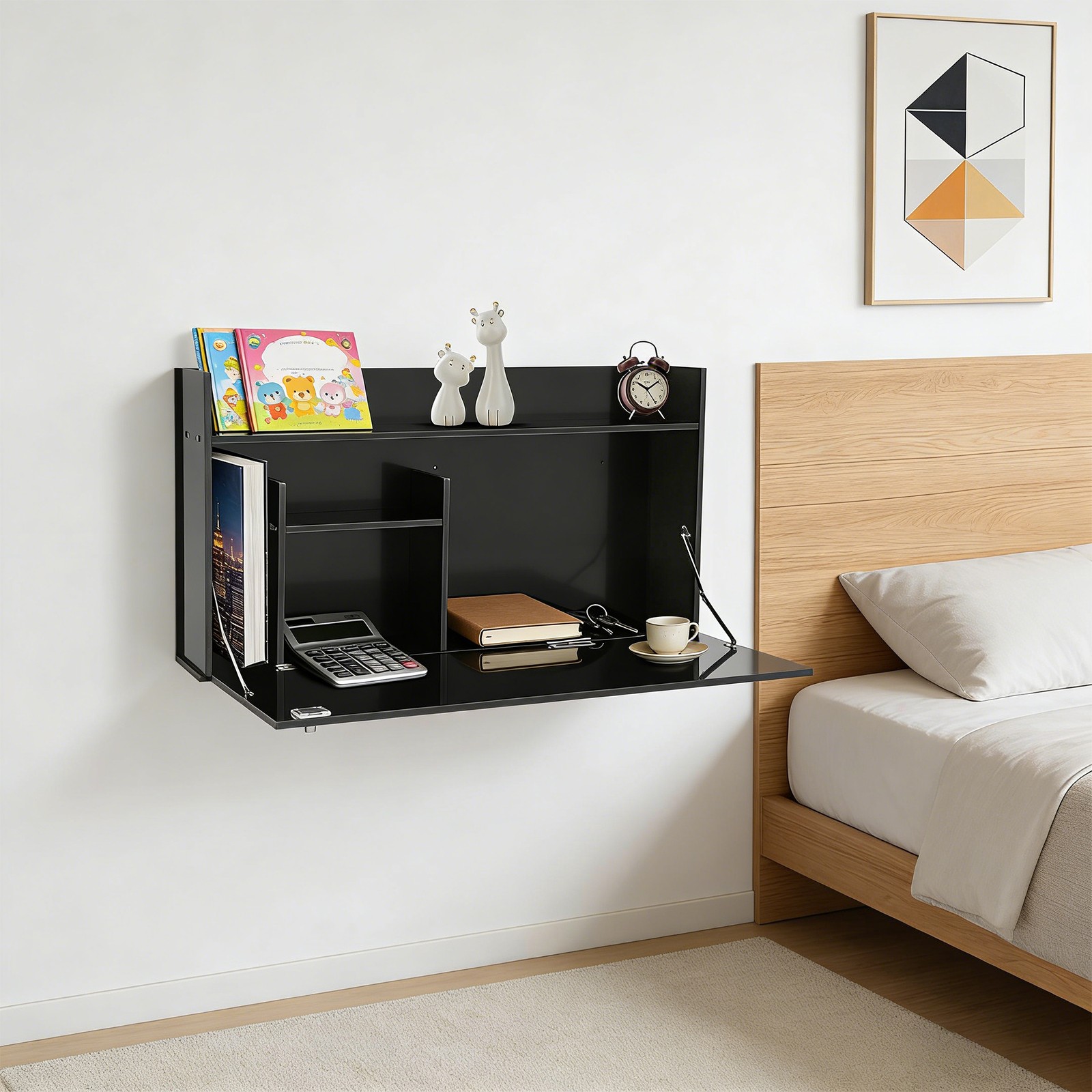 Wall Mounted Desk Cabinet, Multifunctional Floating Desk,Foldable Table Cabinet