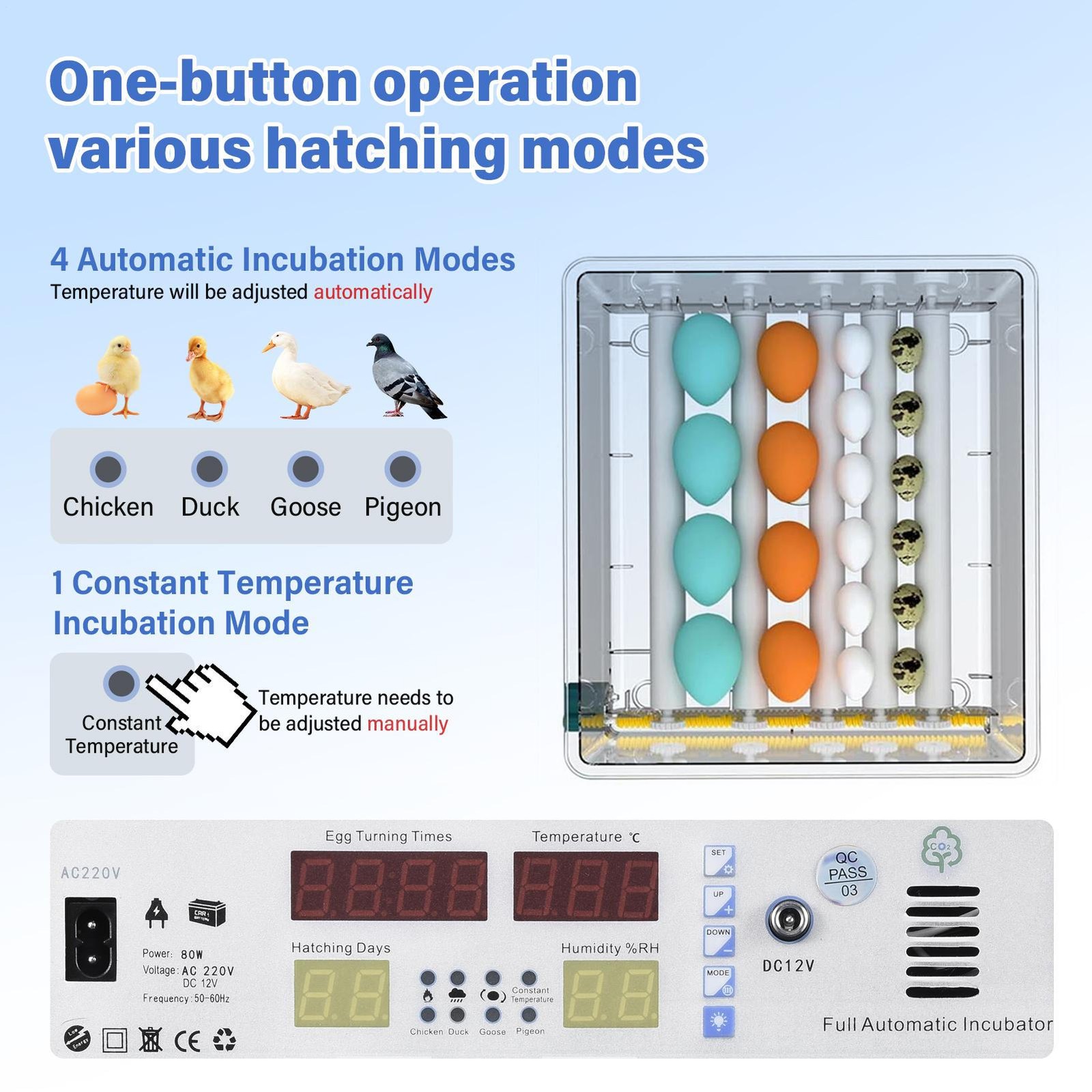 Incubators for Hatching 120 Eggs Egg Incubator with Automatic Egg