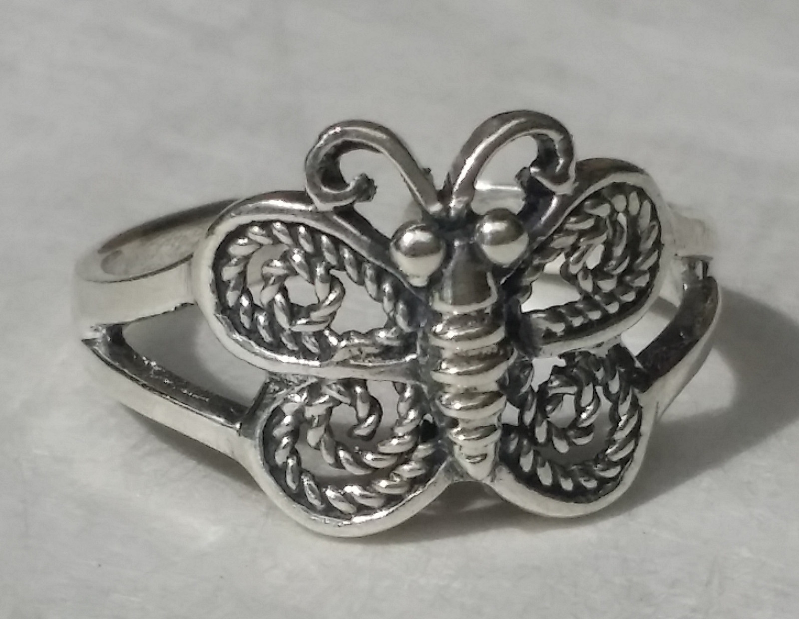 Sterling Silver 925 Butterfly Centerpiece Toe Ring Band Adjustable