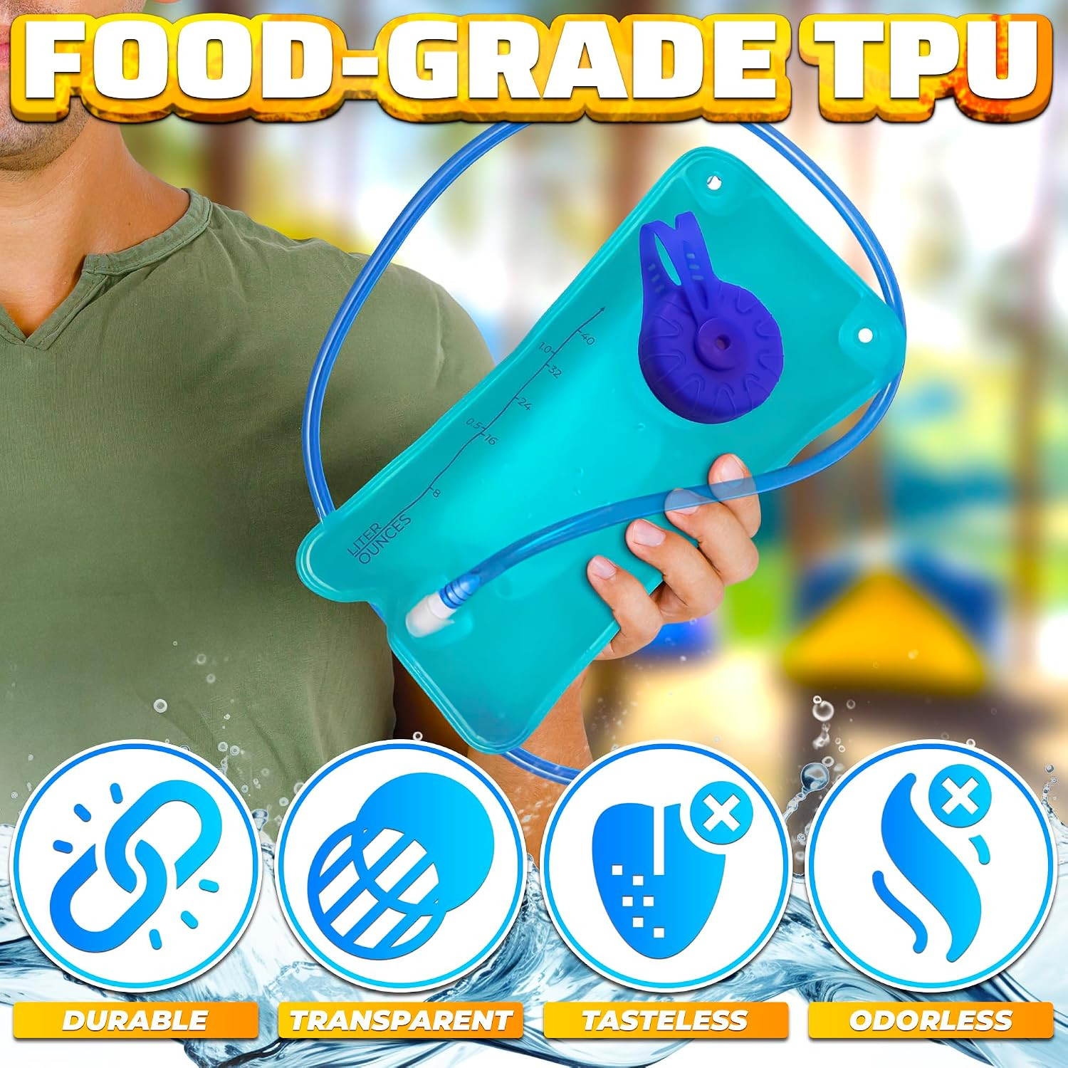 Water Bladder for Hiking Backpack – 1L/1.5L TPU Material Hydration Bladder with