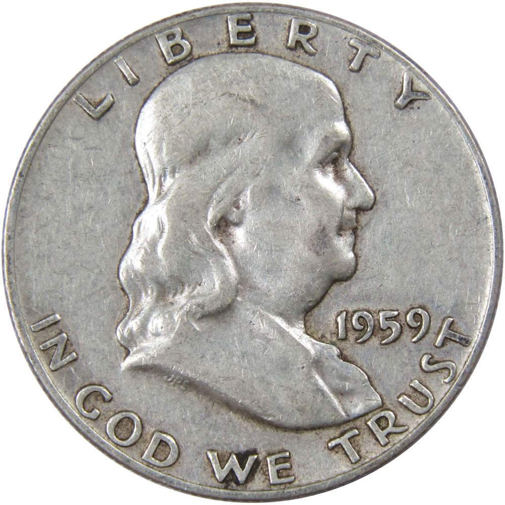 1959 Franklin Half Dollar Circulated Silver 50c Coin Collectible