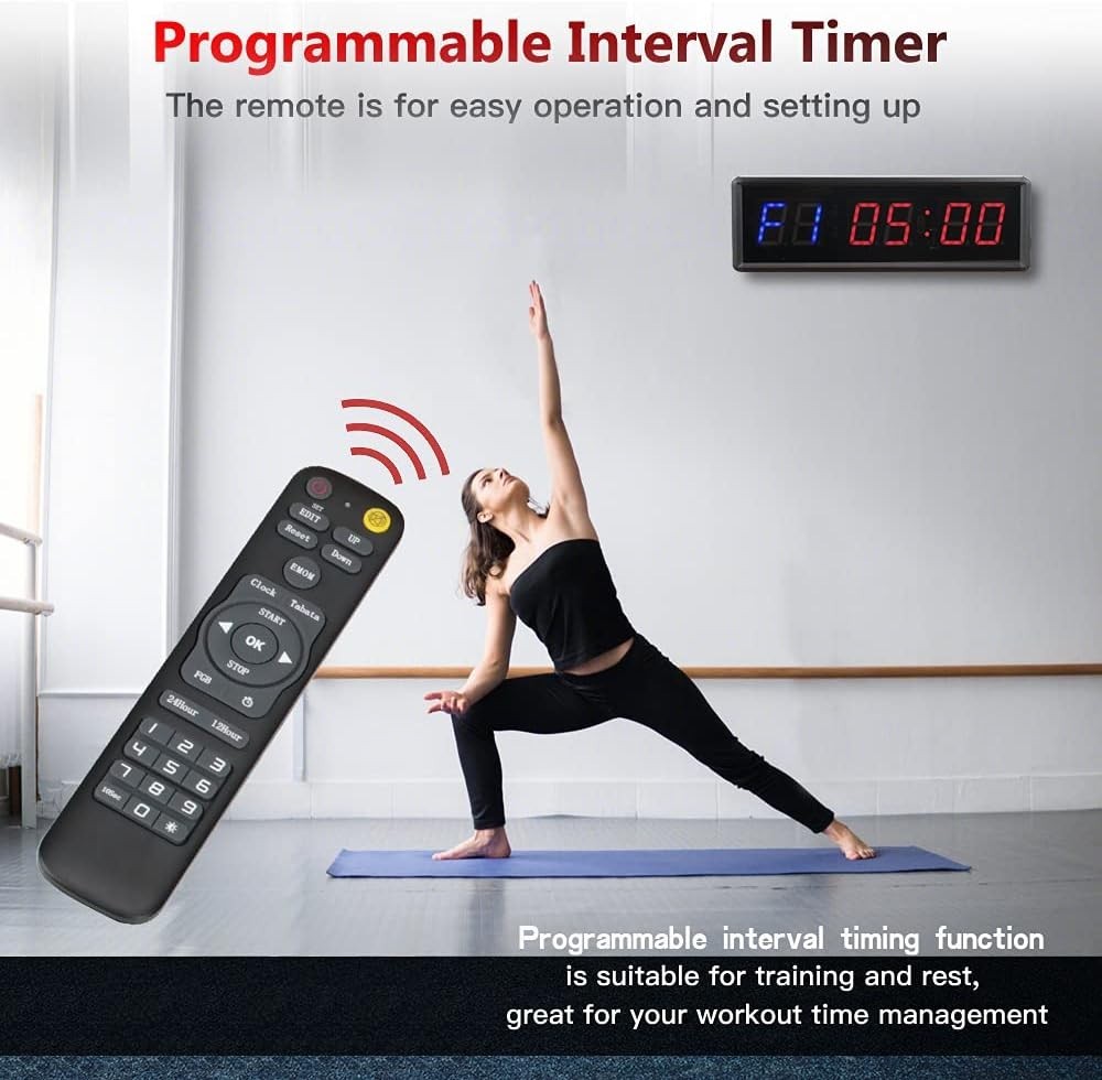 Gym Timer 1.5" LED Interval Timer Workout Timer Clock Stopwatch Timer Count D...