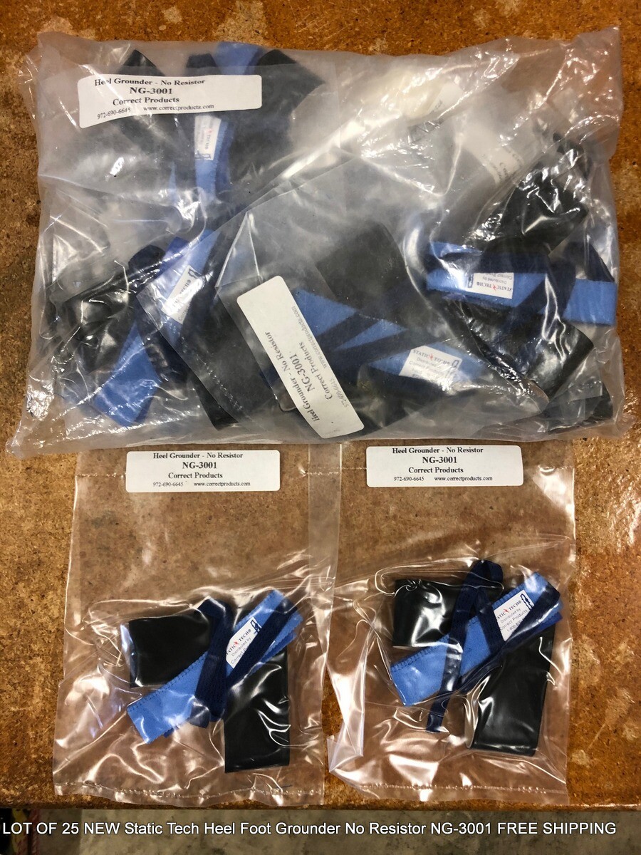 LOT OF 25 NEW Static Tech Heel Foot Grounder No Resistor NG-3001 FREE SHIPPING