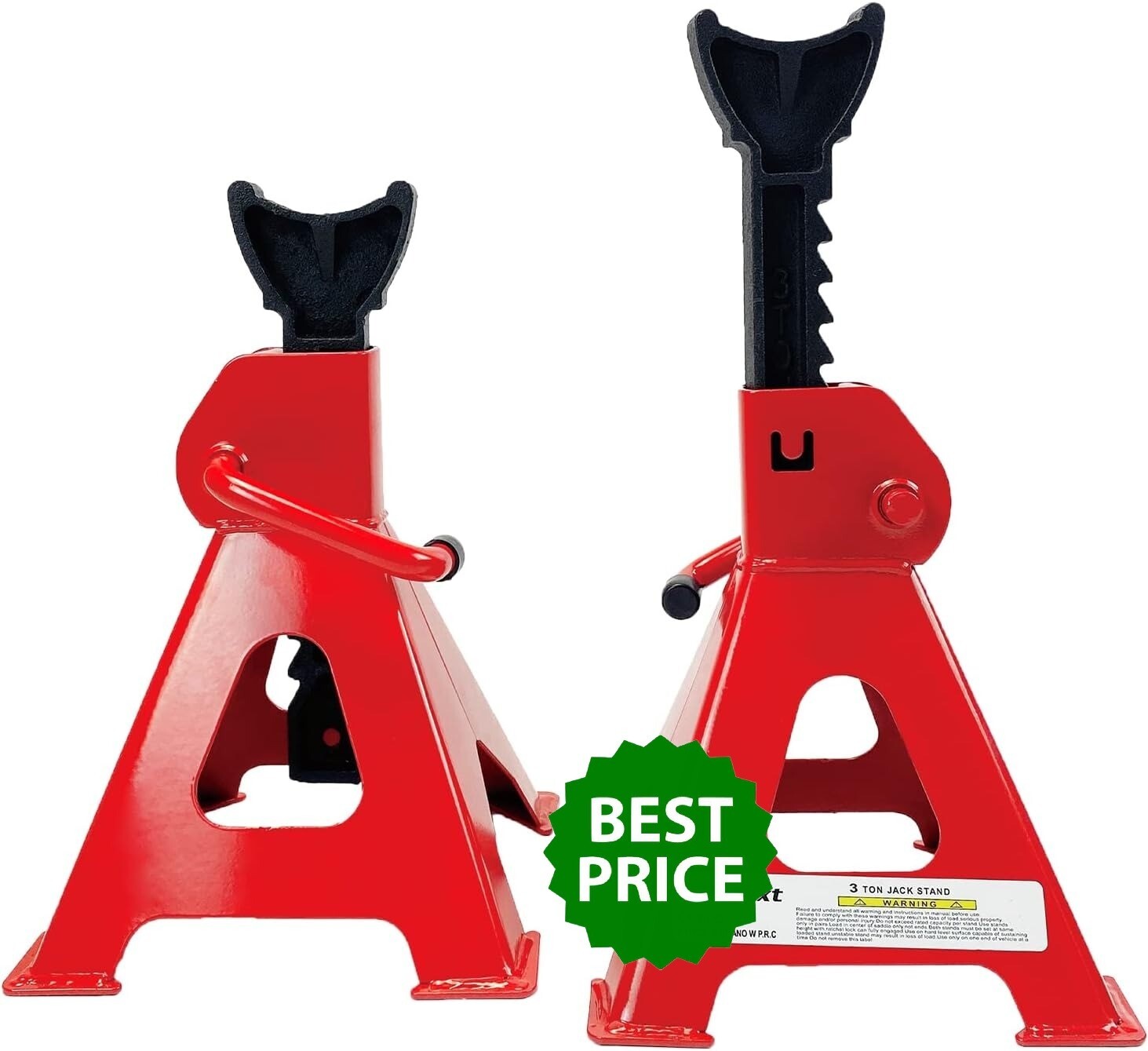 Jack Stands 3 Ton (6,500 lb) Capacity Steel, 1 Pair Red Lifting Stand Adjustable