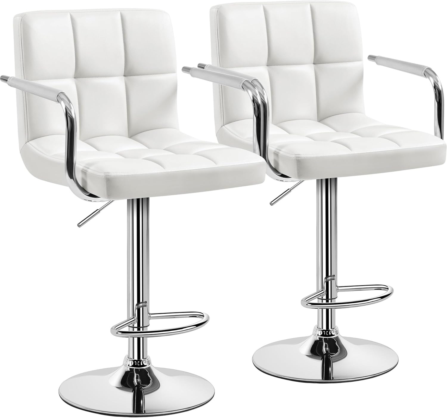 Yaheetech Bar Stools Set of 2, Swivel with Backs, Adjustable Height, White | 360