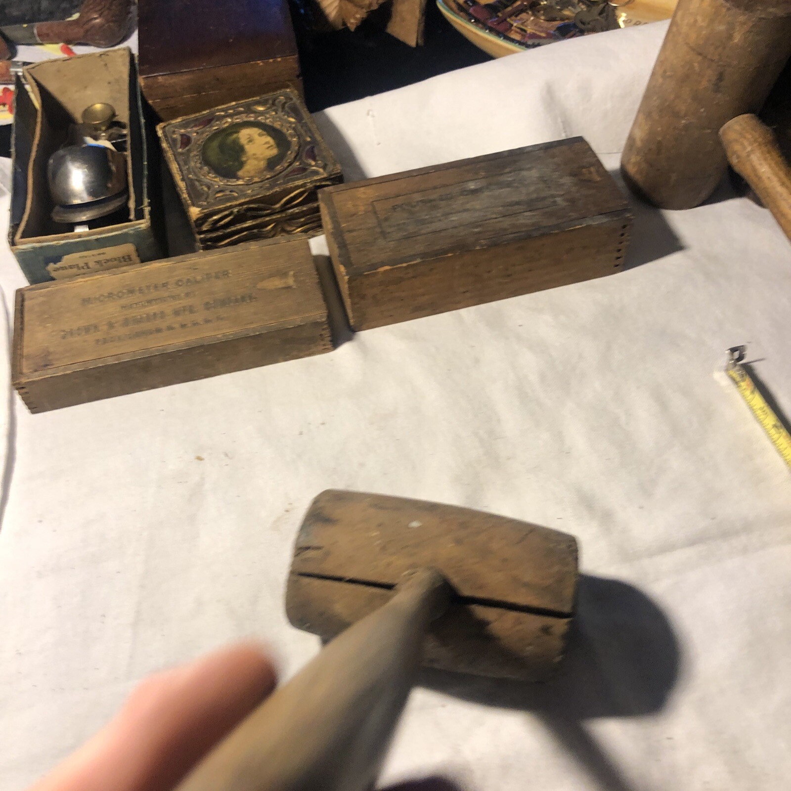 Antique Wood Mallet Primitive Tool Authentic 11.5”