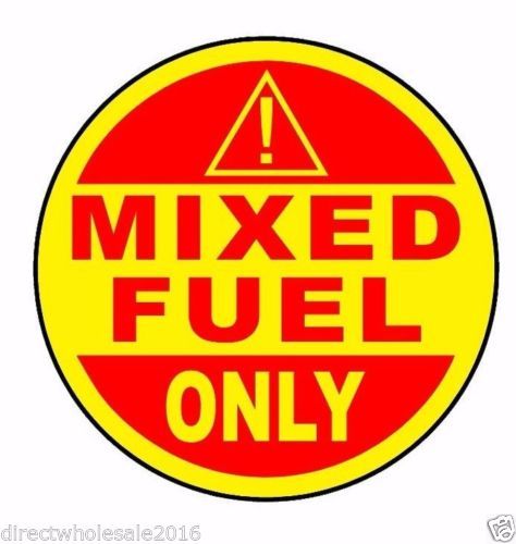 Mixed Fuel Only 4" Vinyl Decal Sticker Warning Warning Gasoline Fuel Gas