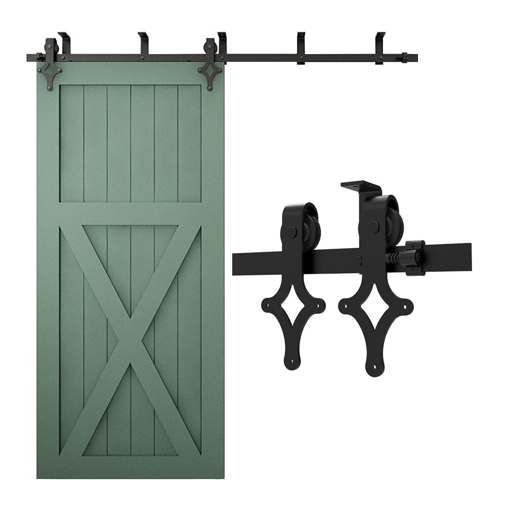 4FT-20FT Ceiling Mount Rail Sliding Barn Door Hardware Kit Track Roller Closet