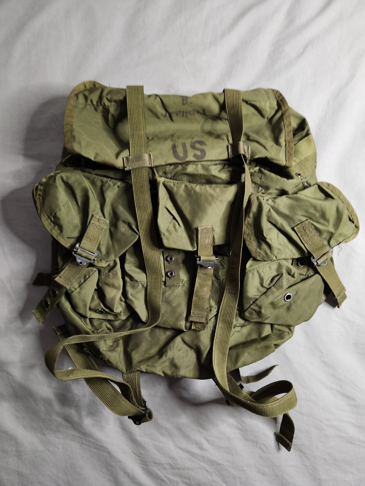 Vintage US Army Alice LC-1 Military Field Pack Combat Nylon Medium Green EUC