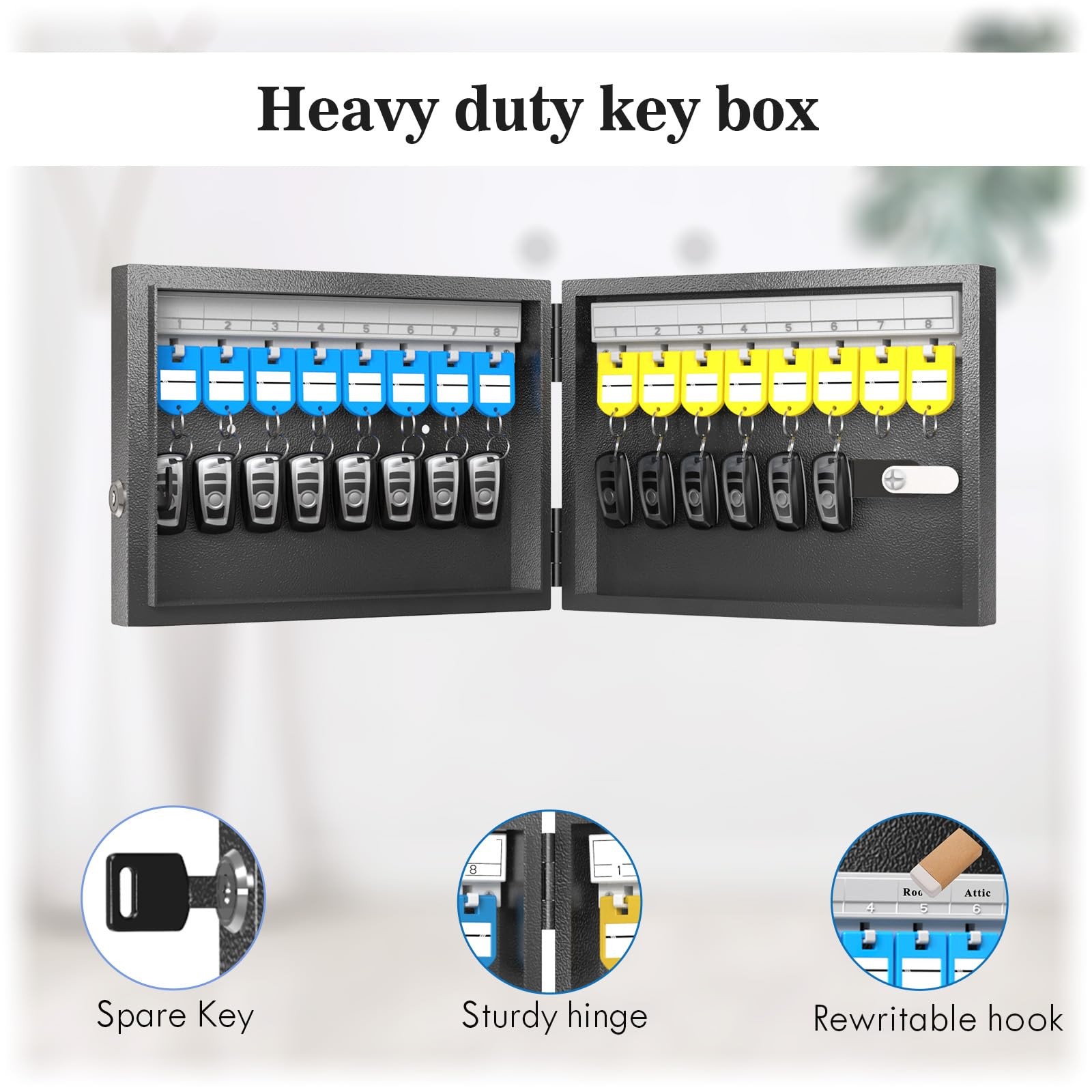 Key Lock Box Wall Mount 16 Cabinet with Combination & Tags Digital Code