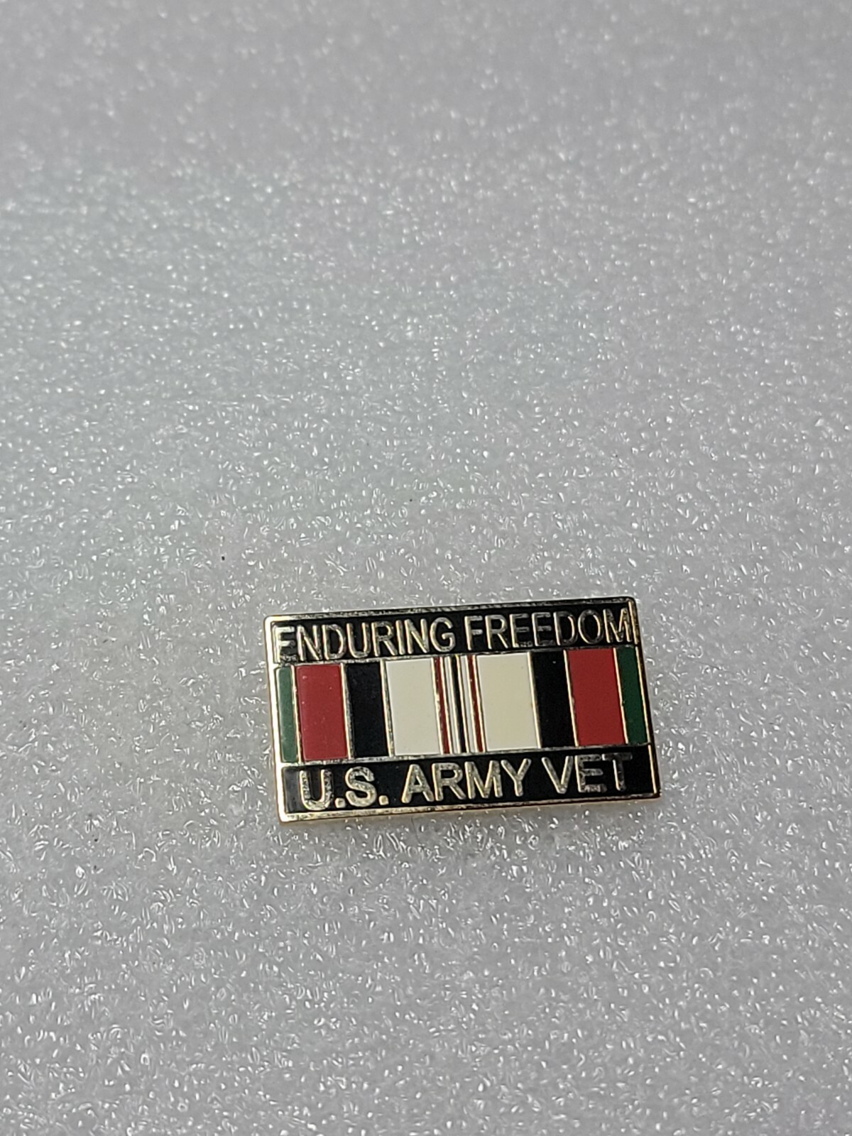Enduring Freedom US Army Vet Lapel Hat Ribbon Pin Veteran Dual Prong Gold Color