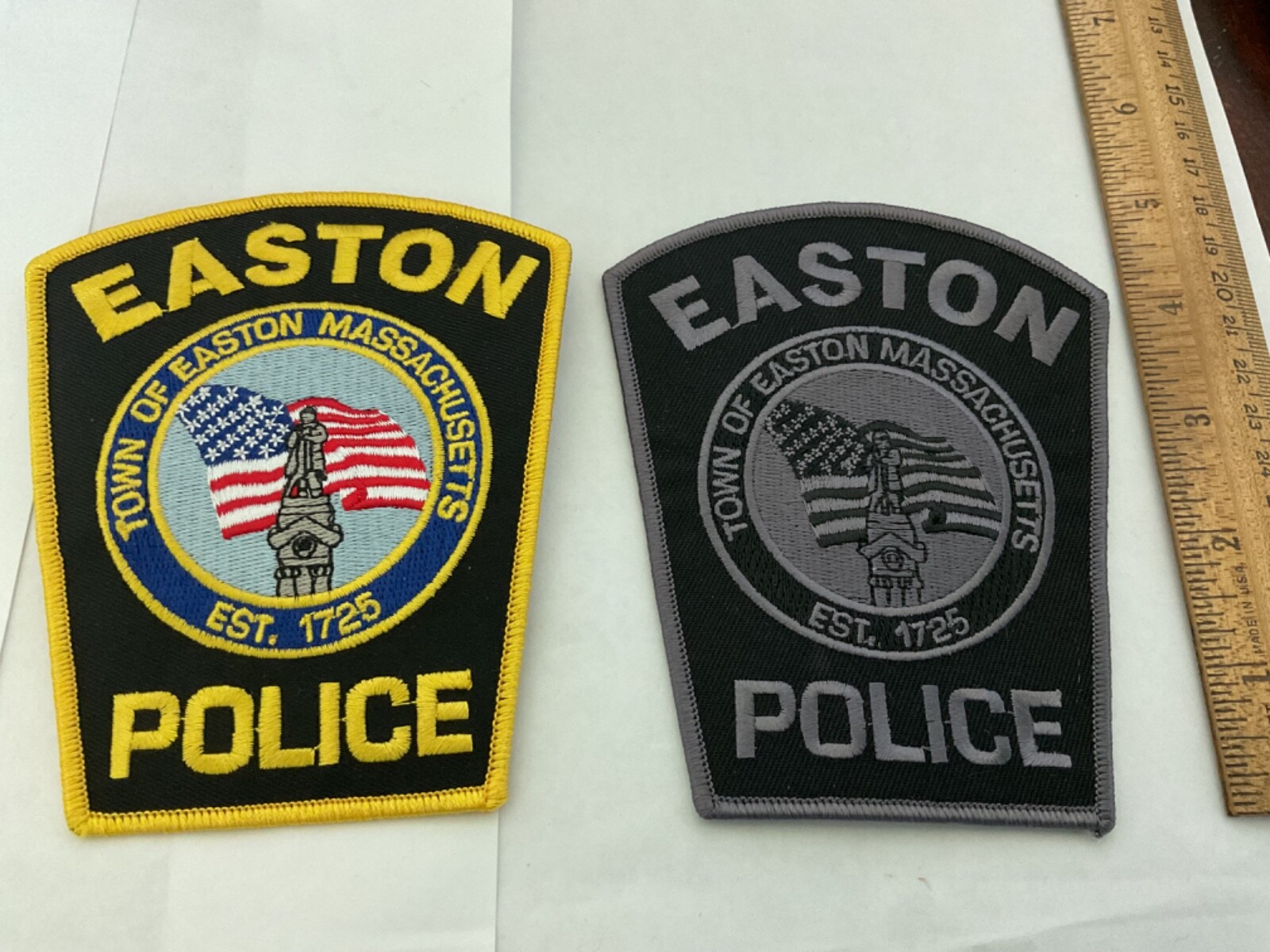 Easton Police Massachusetts collectors patch set 2 Full size patches and new
