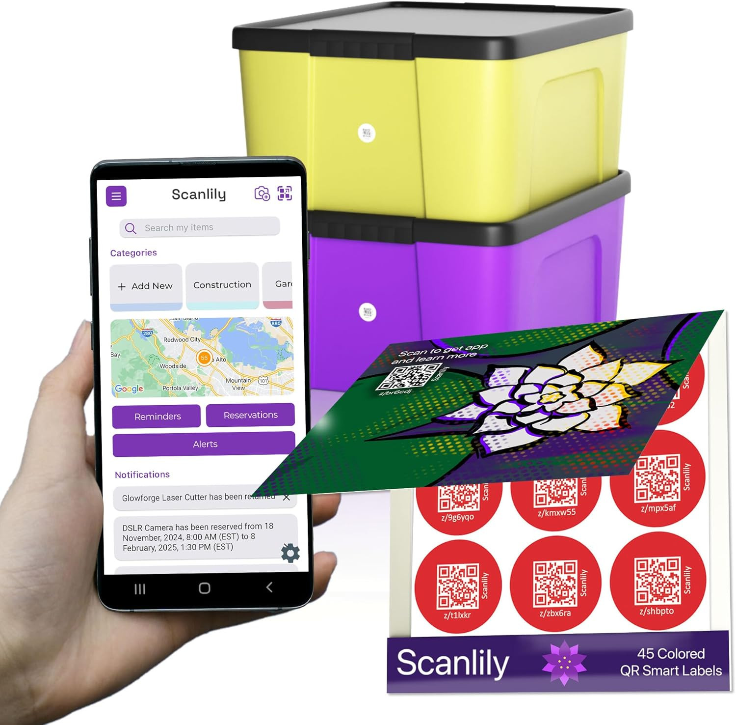 Smart QR Label System Using AI for Inventory and Organization (90 Stickers - 45