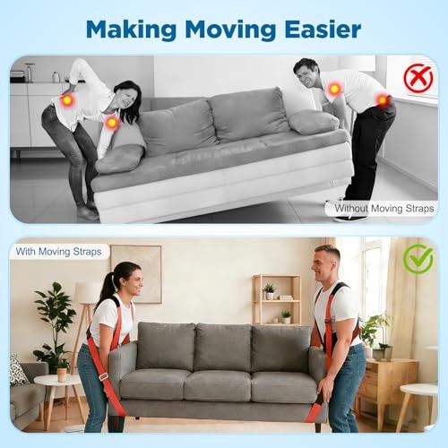 2-Person Moving Straps for Lifting - Shoulder Lifting and Moving System with