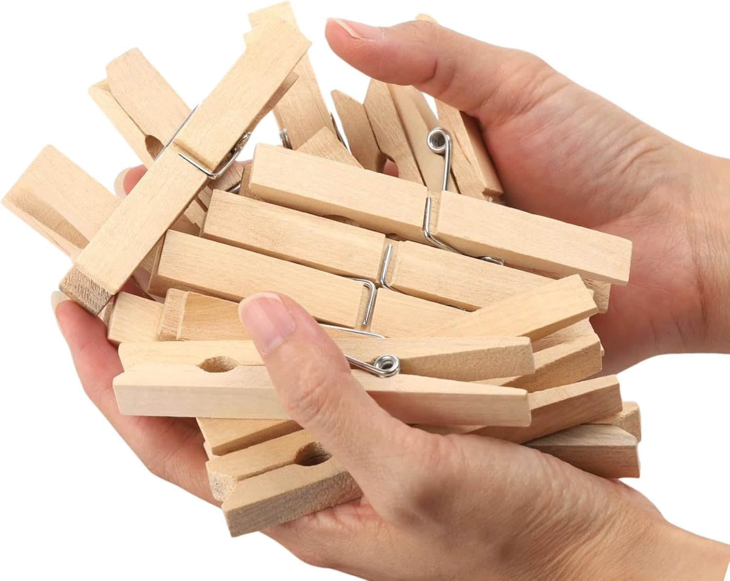24 Pinzas Ropa Madera Natural Abedul Fuerte Resistente Exterior Colgar Ropa
