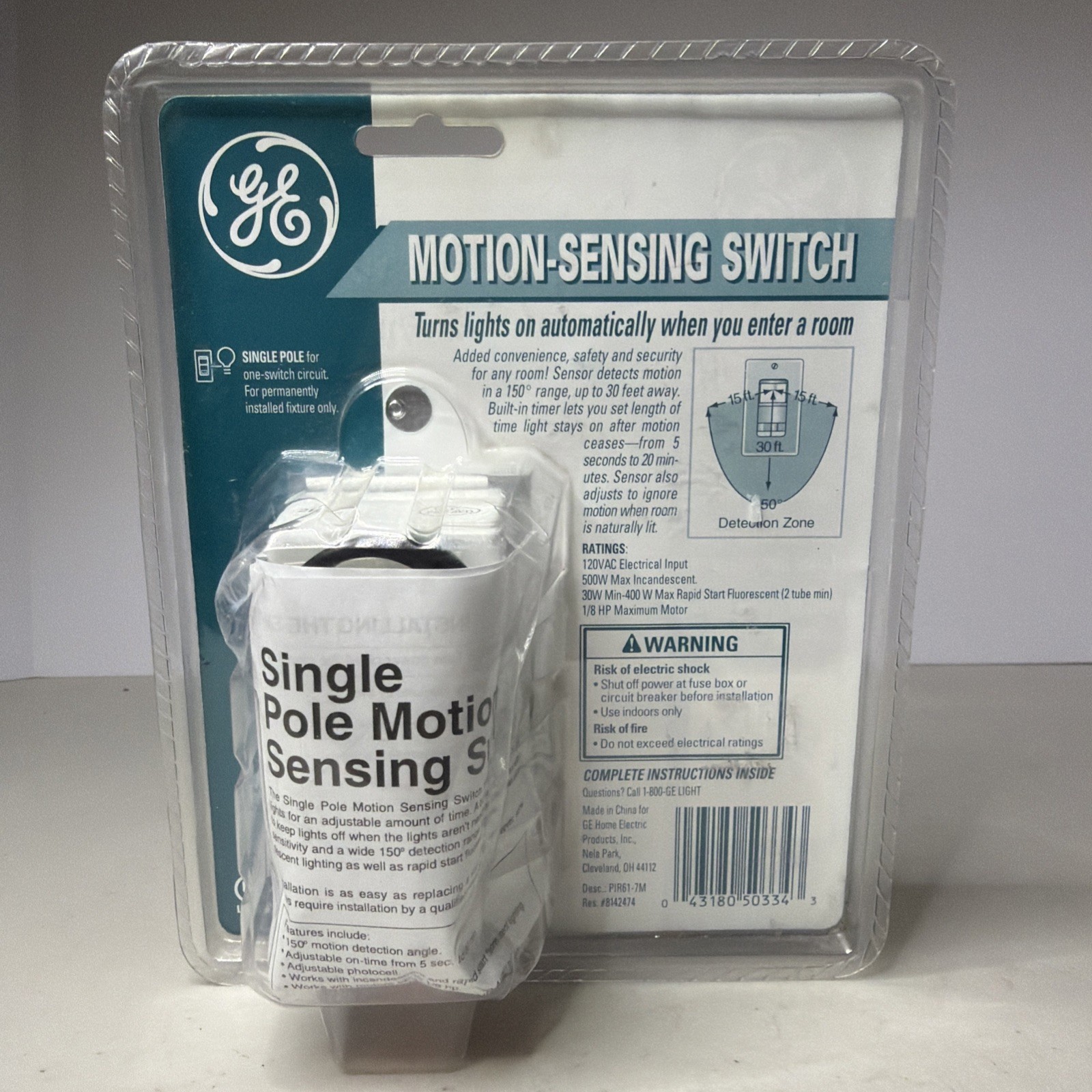 New GE Wide Angle Motion Sensing Wall Switch PIR61-7M