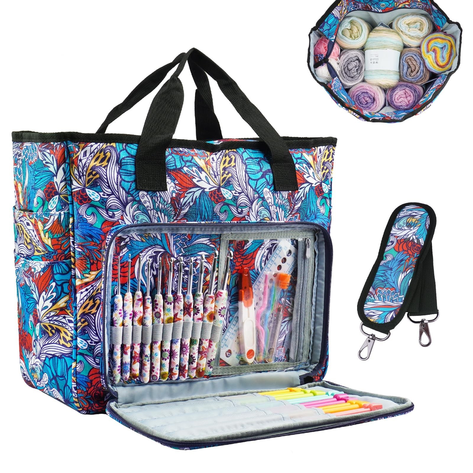 Mdoker Knitting Bags and Totes Organizers Large Crochet Bag Lightweight Yarn ...