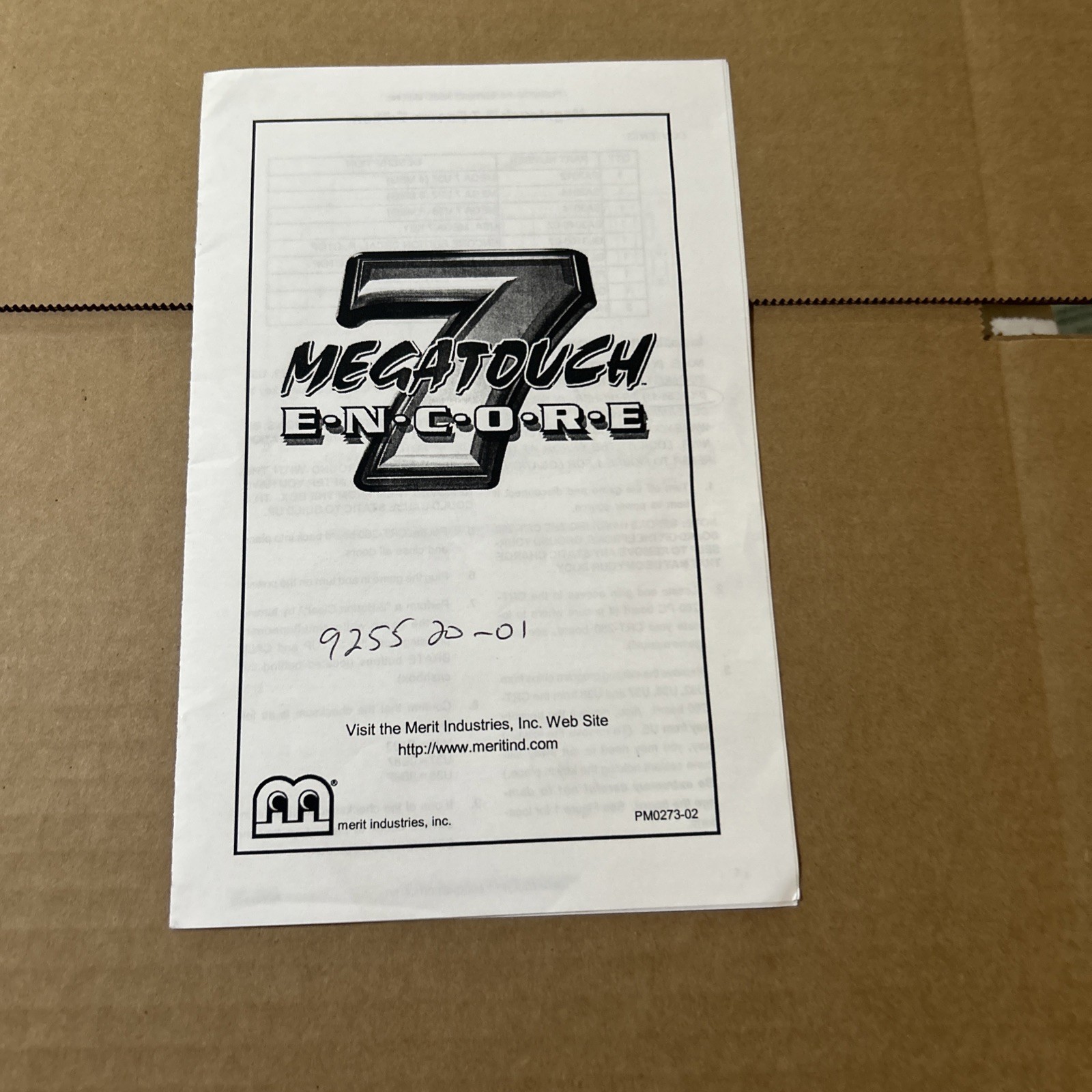 Original 7 Encore MERIT MEGATOUCH owners manual