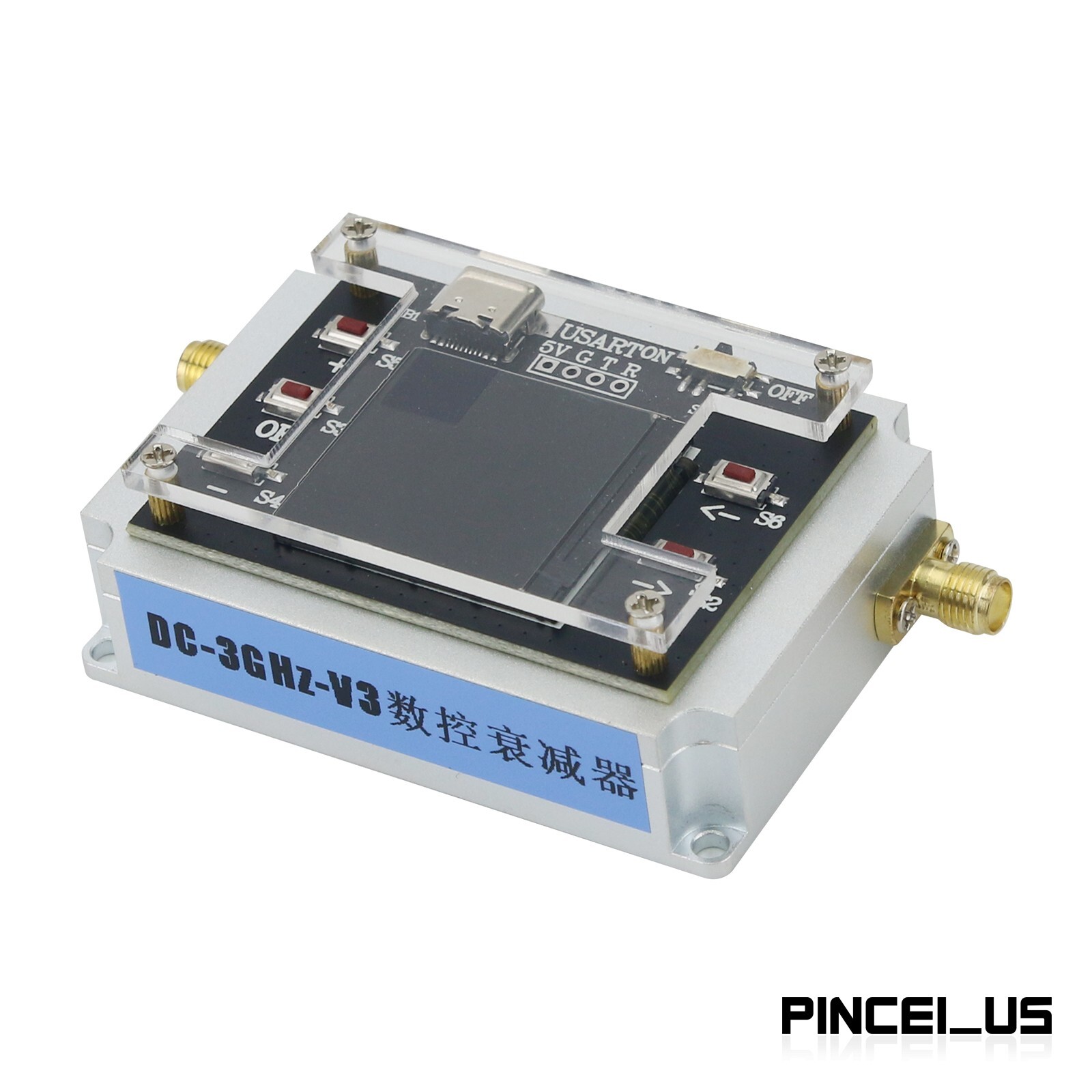 DC-3GHz Digital Programmable Attenuator CNC Isolation Attenuator 1.3" TFT Screen
