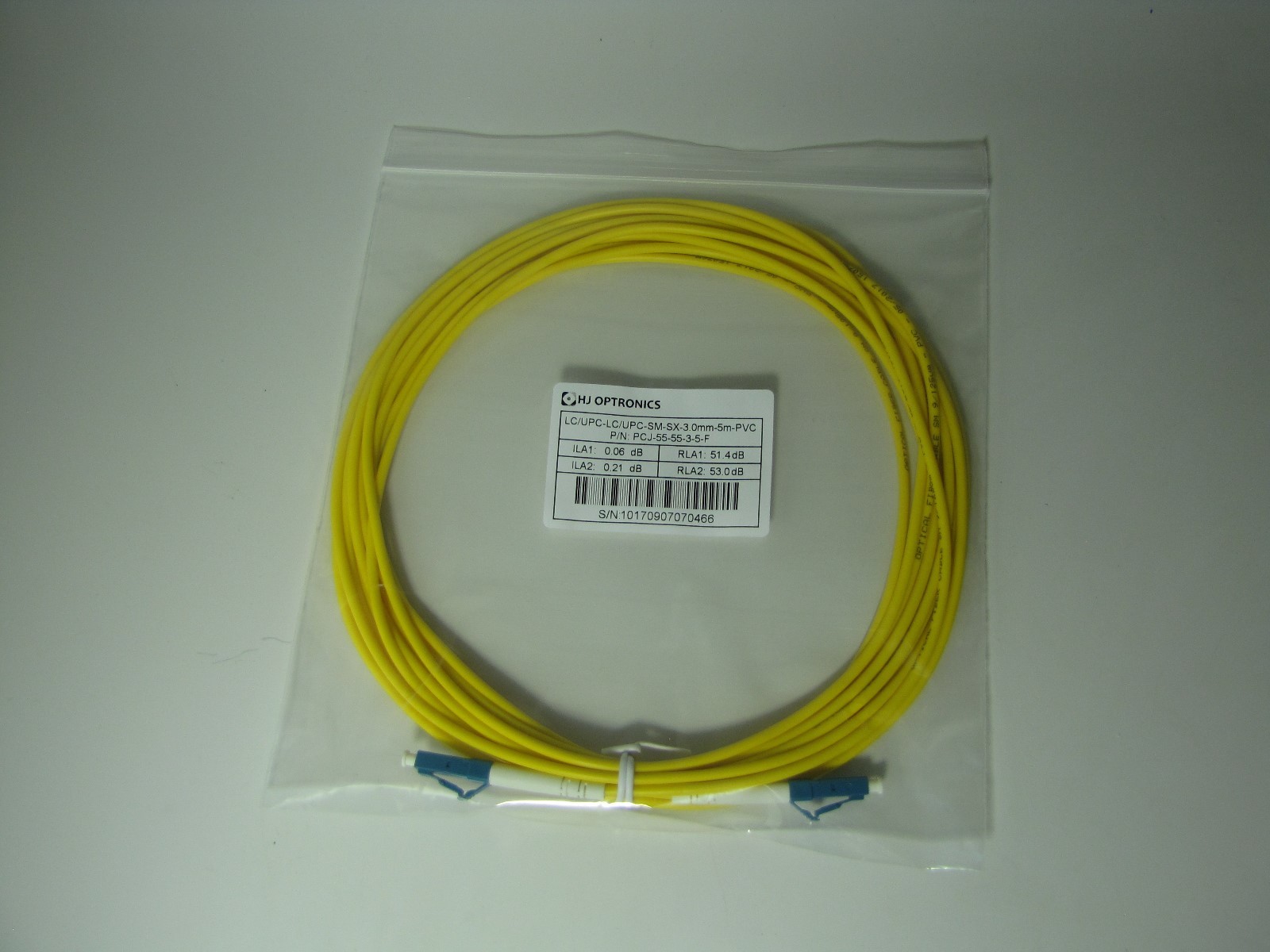 HJ Optronics SMF-28 fiber jumper 3.0 mm cable 5.0m long LC/UPC Connector