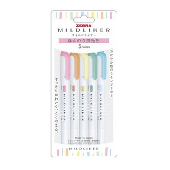 Zebra Mildliner 5-Color Set WKT7-5C (1.4mm, 4.0mm)
