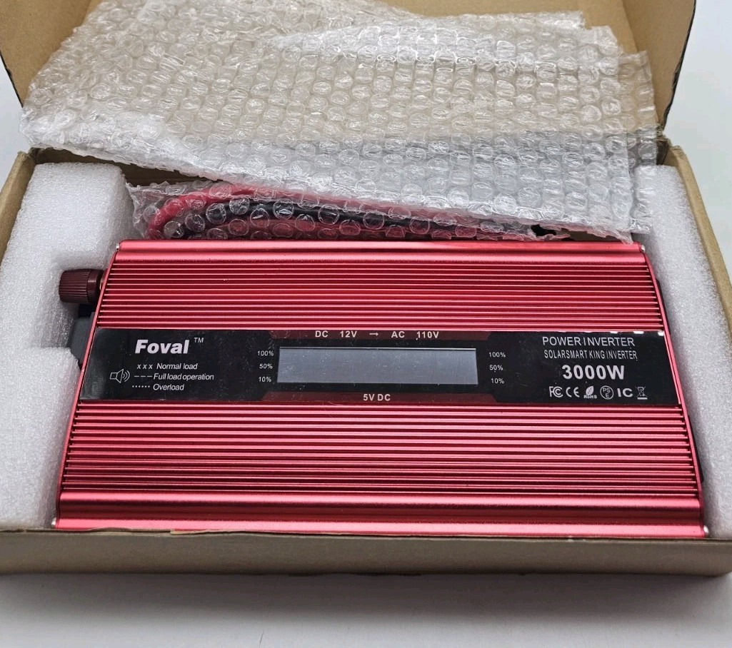 Foval 3000W Power Inverter 12V Input 110V Output Short Circuit Protection