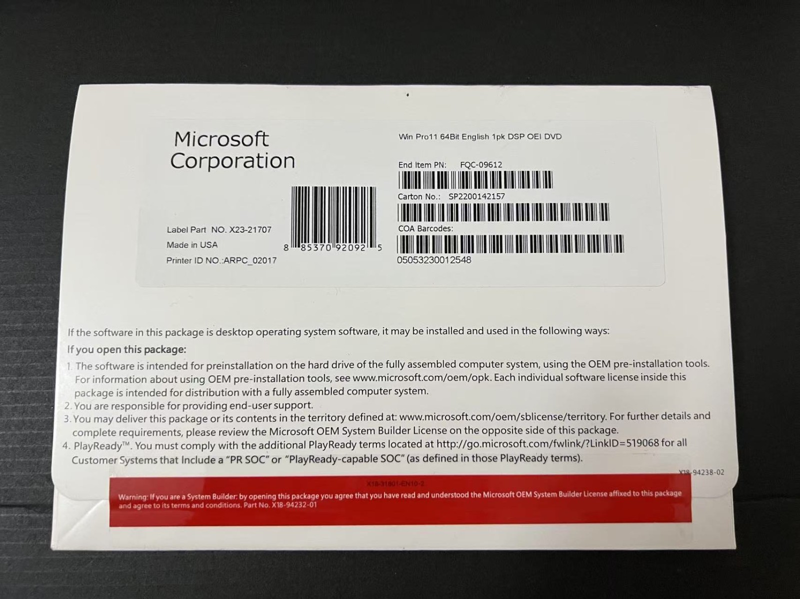 Microsoft Windows 11 pro 64 bit freeshipping